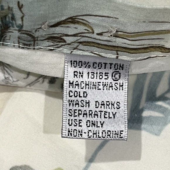 Vintage Pierre Cardin Retro Hawaiian Button Up Shirt Men Medium Island Hut Boat - Picture 9 of 15